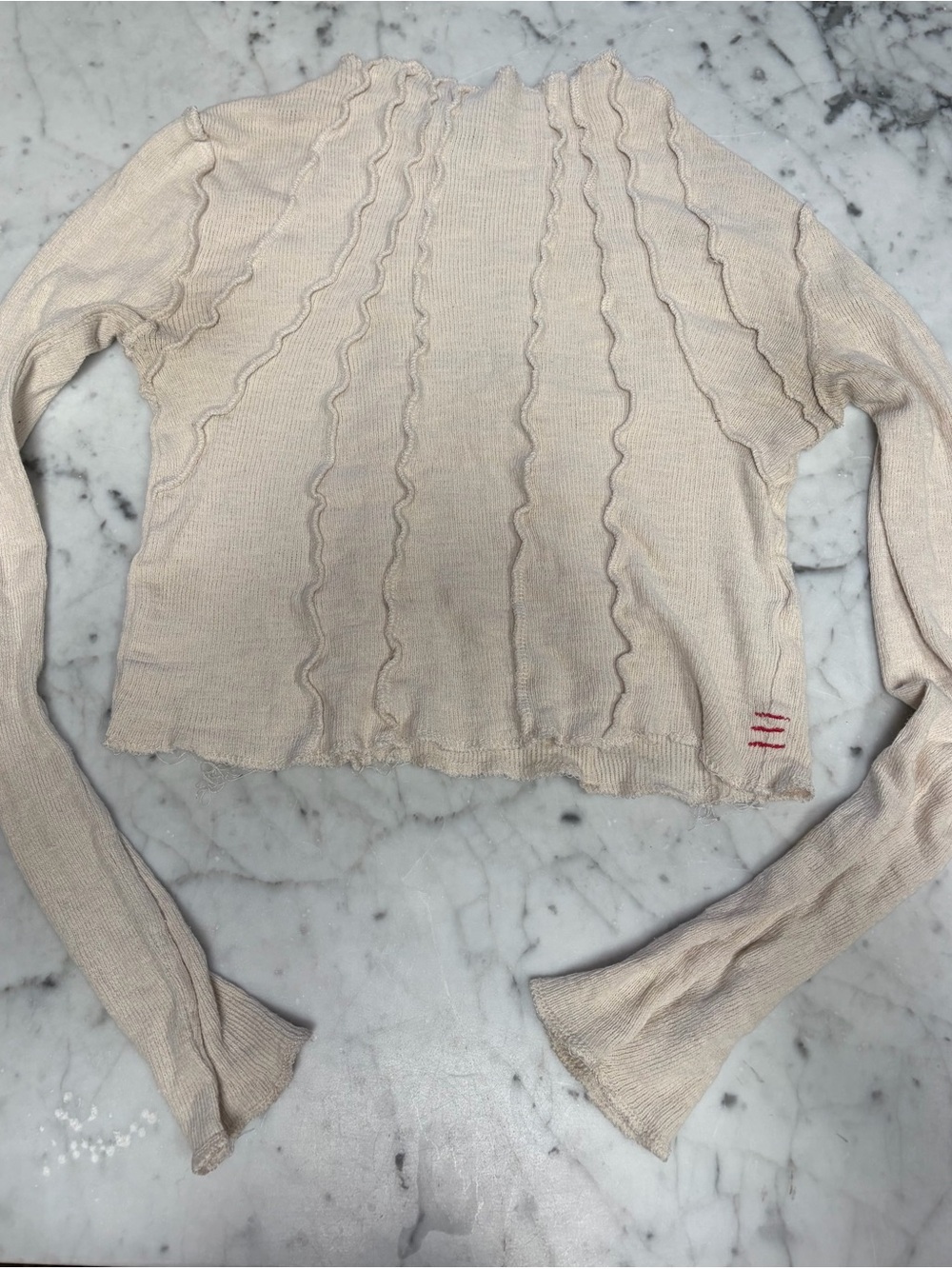 Urban Outfitters Ruffle-Accent Long Sleeve Knit Top